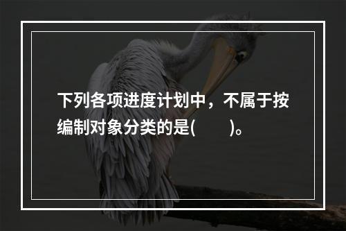 下列各项进度计划中，不属于按编制对象分类的是(  )。