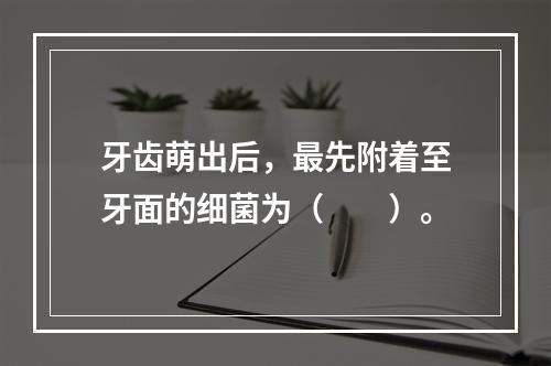 牙齿萌出后，最先附着至牙面的细菌为（　　）。