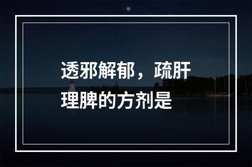 透邪解郁，疏肝理脾的方剂是