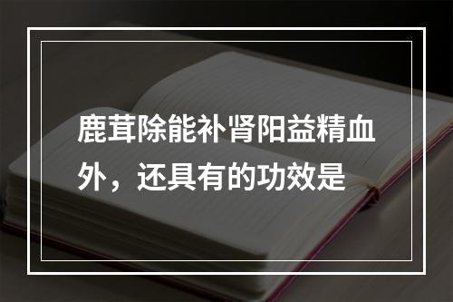 鹿茸除能补肾阳益精血外，还具有的功效是