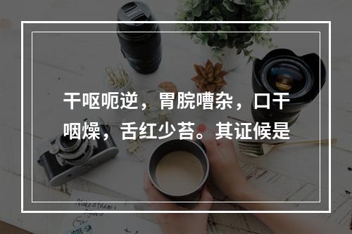 干呕呃逆，胃脘嘈杂，口干咽燥，舌红少苔。其证候是