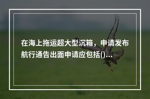 在海上拖运超大型沉箱，申请发布航行通告出面申请应包括()。