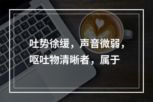 吐势徐缓，声音微弱，呕吐物清晰者，属于