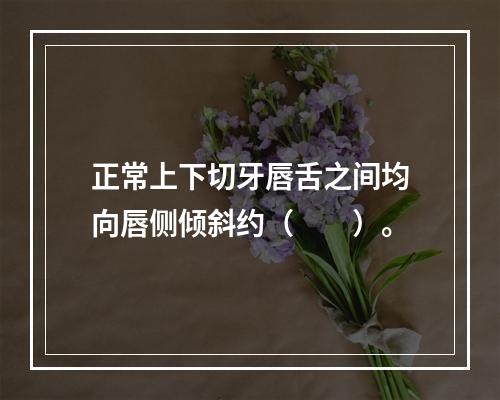 正常上下切牙唇舌之间均向唇侧倾斜约（　　）。