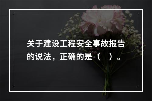 关于建设工程安全事故报告的说法，正确的是（　）。