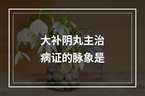 大补阴丸主治病证的脉象是