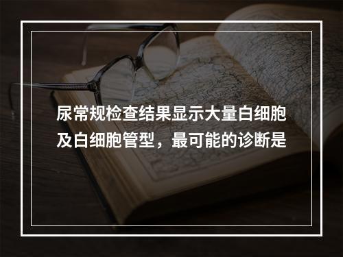 尿常规检查结果显示大量白细胞及白细胞管型，最可能的诊断是