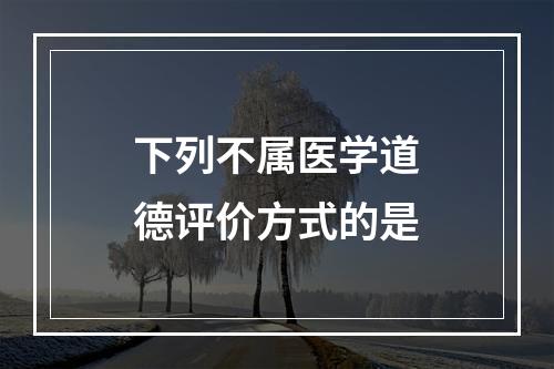 下列不属医学道德评价方式的是