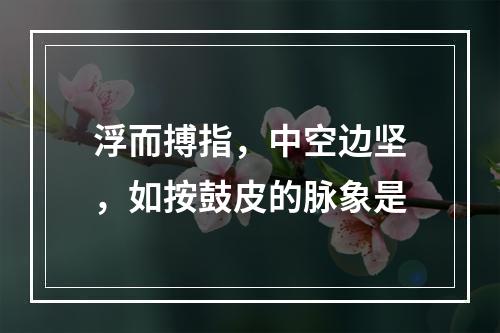 浮而搏指，中空边坚，如按鼓皮的脉象是