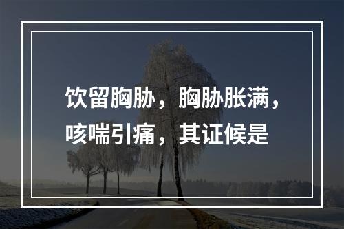 饮留胸胁，胸胁胀满，咳喘引痛，其证候是