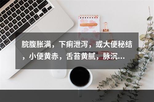 脘腹胀满，下痢泄泻，或大便秘结，小便黄赤，舌苔黄腻，脉沉有力