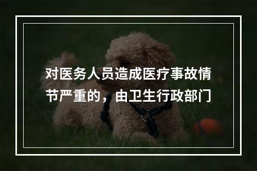 对医务人员造成医疗事故情节严重的，由卫生行政部门