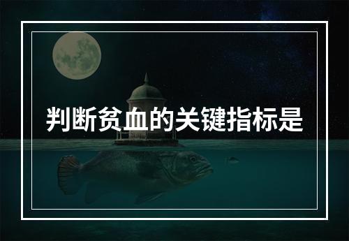 判断贫血的关键指标是