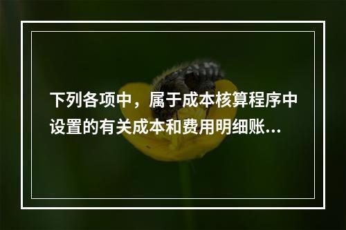 下列各项中，属于成本核算程序中设置的有关成本和费用明细账的有