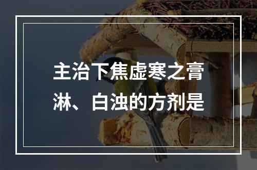 主治下焦虚寒之膏淋、白浊的方剂是