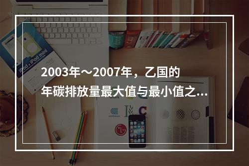 2003年～2007年，乙国的年碳排放量最大值与最小值之间的