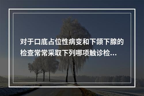 对于口底占位性病变和下颌下腺的检查常常采取下列哪项触诊检查方