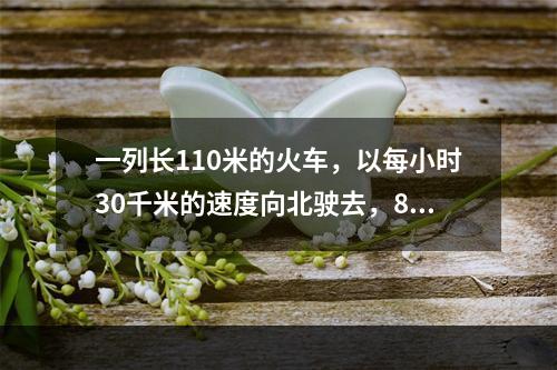 一列长110米的火车，以每小时30千米的速度向北驶去，8时