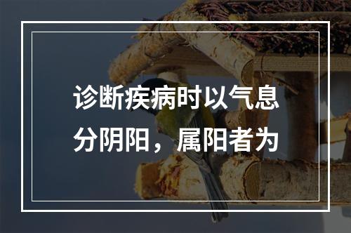 诊断疾病时以气息分阴阳，属阳者为