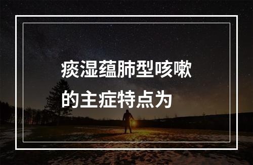 痰湿蕴肺型咳嗽的主症特点为