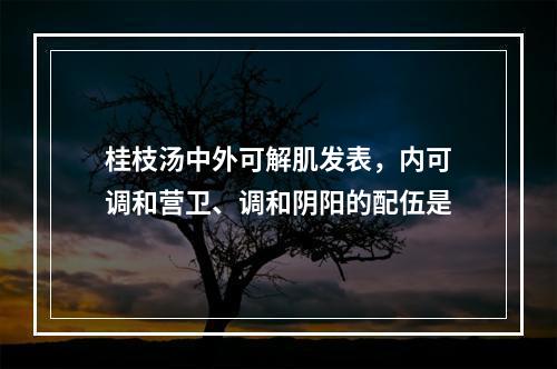 桂枝汤中外可解肌发表，内可调和营卫、调和阴阳的配伍是