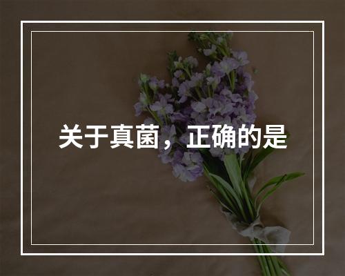 关于真菌，正确的是