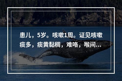 患儿，5岁。咳嗽1周。证见咳嗽痰多，痰黄黏稠，难咯，喉间时有