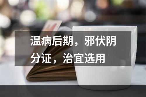 温病后期，邪伏阴分证，治宜选用