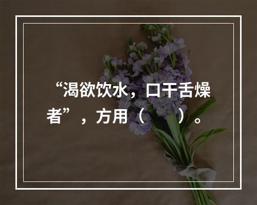 “渴欲饮水，口干舌燥者”，方用（　　）。