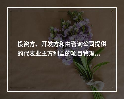 投资方、开发方和由咨询公司提供的代表业主方利益的项目管理服务