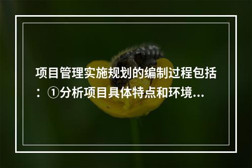 项目管理实施规划的编制过程包括：①分析项目具体特点和环境条件