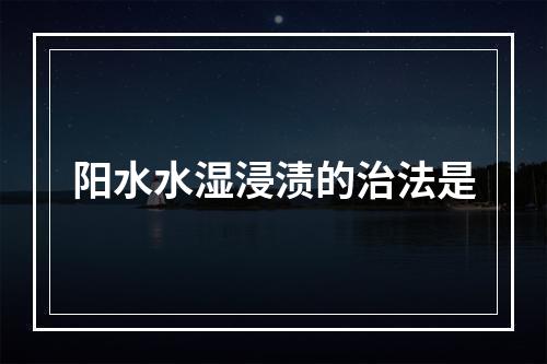 阳水水湿浸渍的治法是