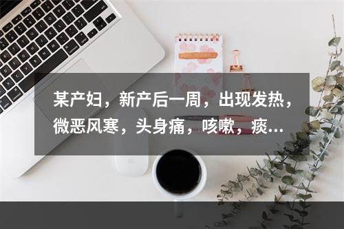 某产妇，新产后一周，出现发热，微恶风寒，头身痛，咳嗽，痰黄，