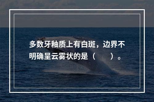 多数牙釉质上有白斑，边界不明确呈云雾状的是（　　）。