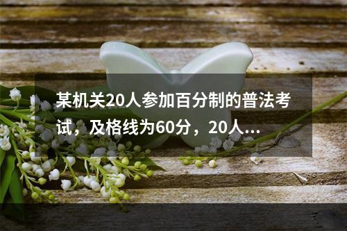 某机关20人参加百分制的普法考试，及格线为60分，20人的