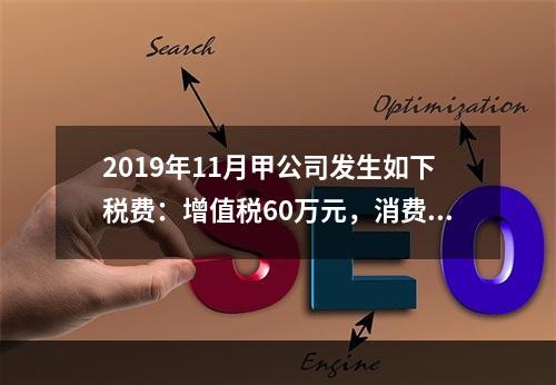 2019年11月甲公司发生如下税费：增值税60万元，消费税8