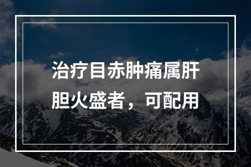 治疗目赤肿痛属肝胆火盛者，可配用