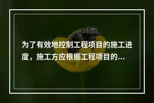 为了有效地控制工程项目的施工进度，施工方应根据工程项目的特点