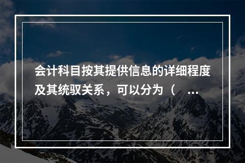 会计科目按其提供信息的详细程度及其统驭关系，可以分为（　　）