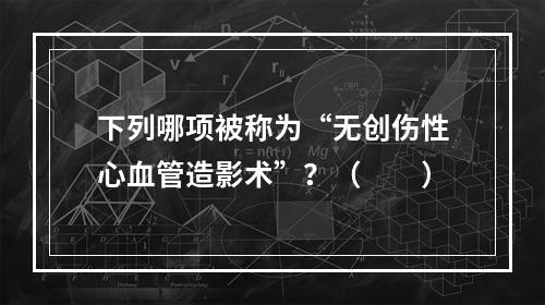 下列哪项被称为“无创伤性心血管造影术”？（　　）