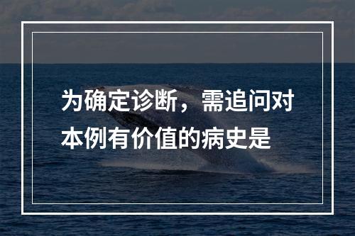 为确定诊断，需追问对本例有价值的病史是