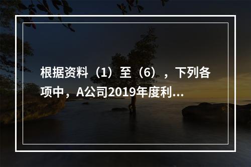 根据资料（1）至（6），下列各项中，A公司2019年度利润表