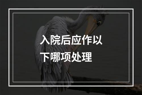 入院后应作以下哪项处理