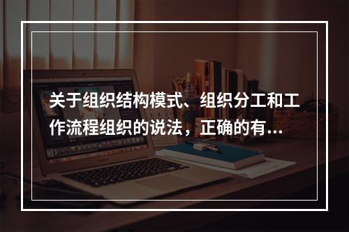 关于组织结构模式、组织分工和工作流程组织的说法，正确的有（　