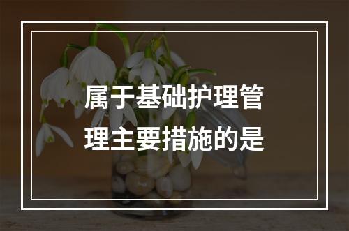 属于基础护理管理主要措施的是