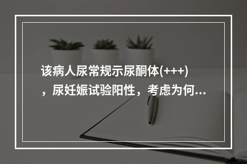 该病人尿常规示尿酮体(+++)，尿妊娠试验阳性，考虑为何诊断