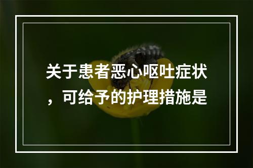 关于患者恶心呕吐症状，可给予的护理措施是