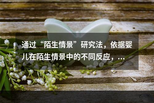 通过“陌生情景”研究法，依据婴儿在陌生情景中的不同反应，把