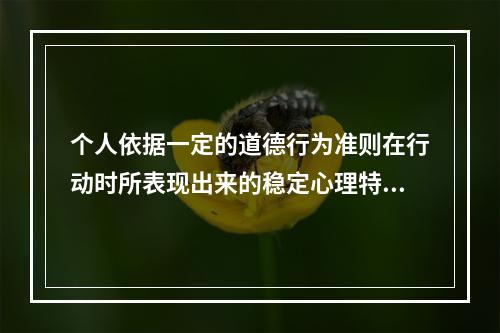 个人依据一定的道德行为准则在行动时所表现出来的稳定心理特征及