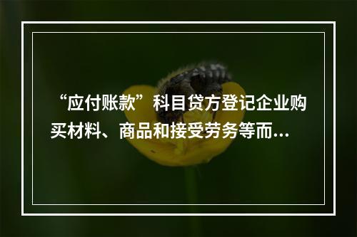 “应付账款”科目贷方登记企业购买材料、商品和接受劳务等而发生